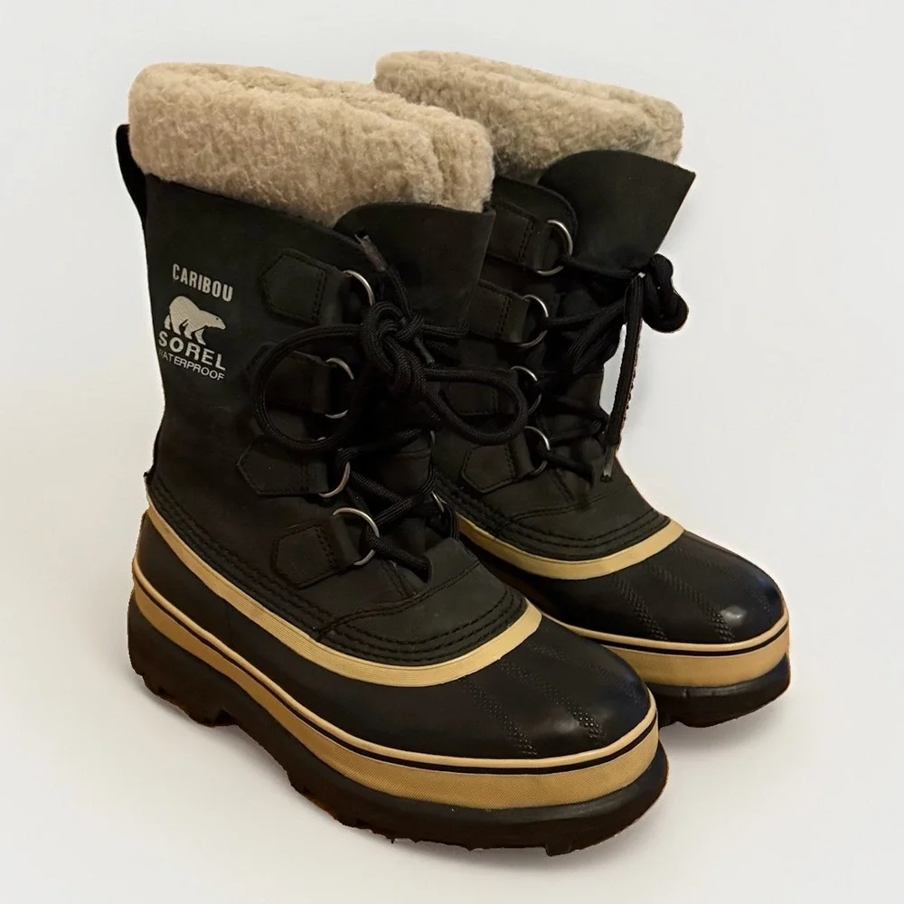 Sorel Caribou Waterproof Snow Boots Women's 6 Black Winter Boots